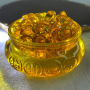 Yellow Liuli Wealth Pot with Ingot Yuan Bao Display Total Weight 330.00g 80.4 by 51.5mm - Huangs Jadeite and Jewelry Pte Ltd