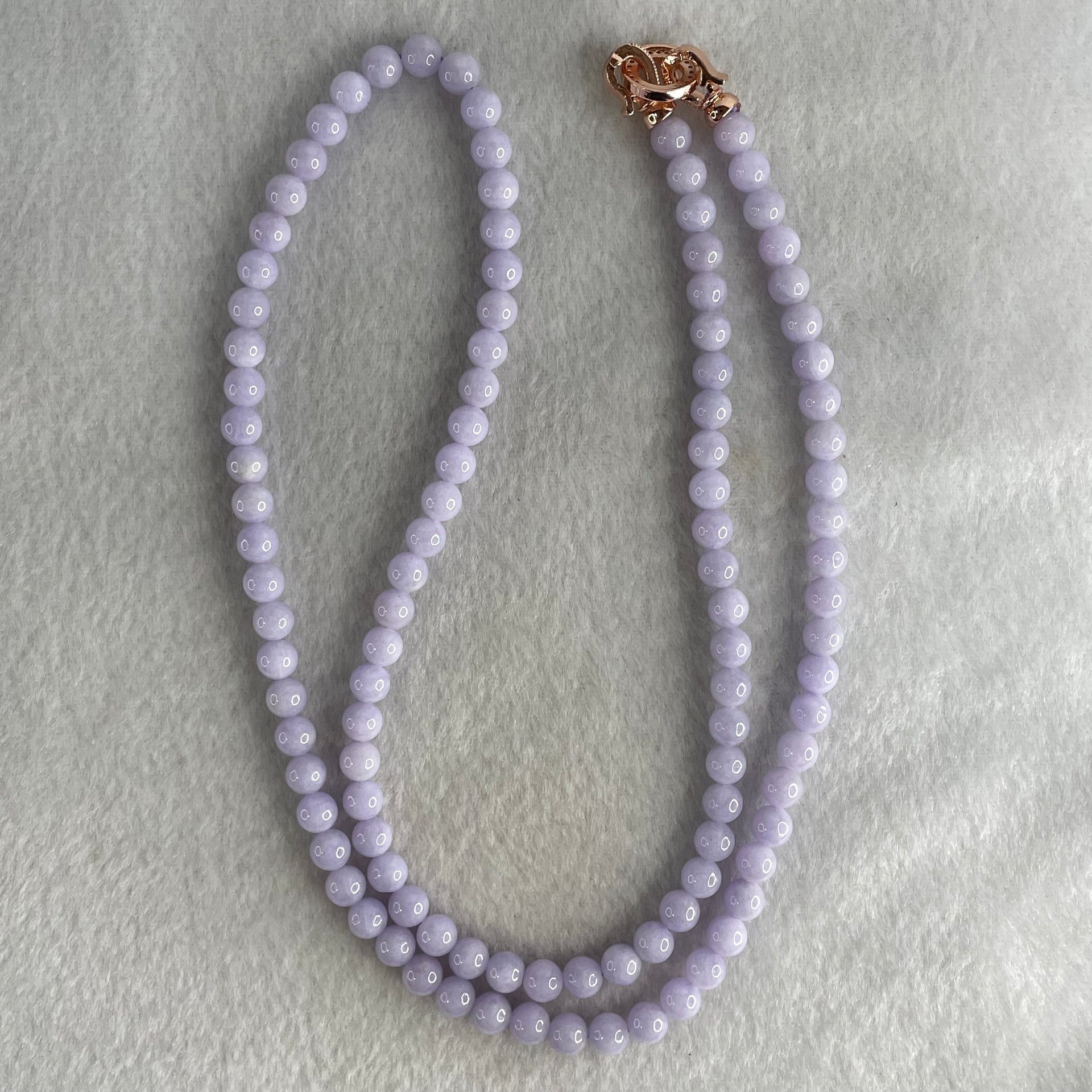 Good Grade Type A Full Lavender Jadeite Beads Necklace 44.65g 64cm 6.1mm 108 Beads - Huangs Jadeite and Jewelry Pte Ltd