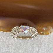 Rainbow Cubic Zirconia with Crystals In S925 Sliver Ring (Adjustable Size) 1.63g 5.2 by 5.5 by 3.2mm - Huangs Jadeite and Jewelry Pte Ltd