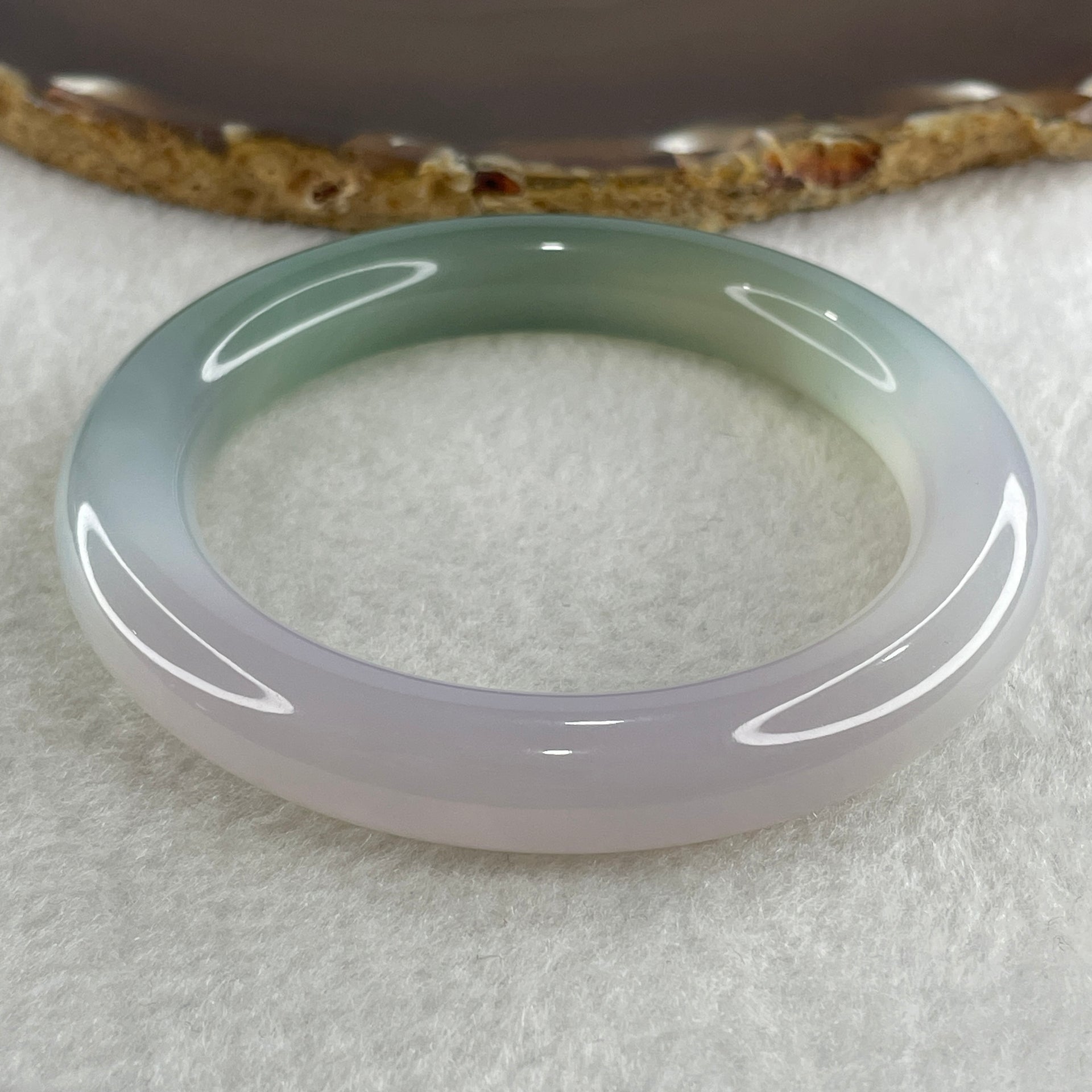 Certified Natural Green with Lavender Agate Bangle 49.56g Internal Diameter 56.6mm 10.7 by 11.0mm (Perfect) - Huangs Jadeite and Jewelry Pte Ltd