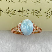 Natural Larimar in S925 Silver Rose Gold Color Ring (Adjustable Size) 1.81g 9.9 by 8.0 by 5.0mm - Huangs Jadeite and Jewelry Pte Ltd