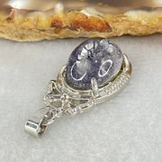 Good Grade Rare Natural Blue Dumortierite Rutilated Quartz in S925 Pendant 3.67g 12.7 by 10.9 by 7.5mm - Huangs Jadeite and Jewelry Pte Ltd