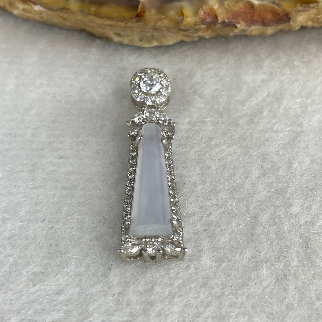 Type A Jelly Light Lavender Jadeite Minimalist Bar Pendant | Luminous Ice-Violet Plaque | Solid S925 Sterling Silver Setting | Sleek "Glacial Dew" Fine Jewelry Column Charm (2.28g 16.3x5.3x2.5mm)