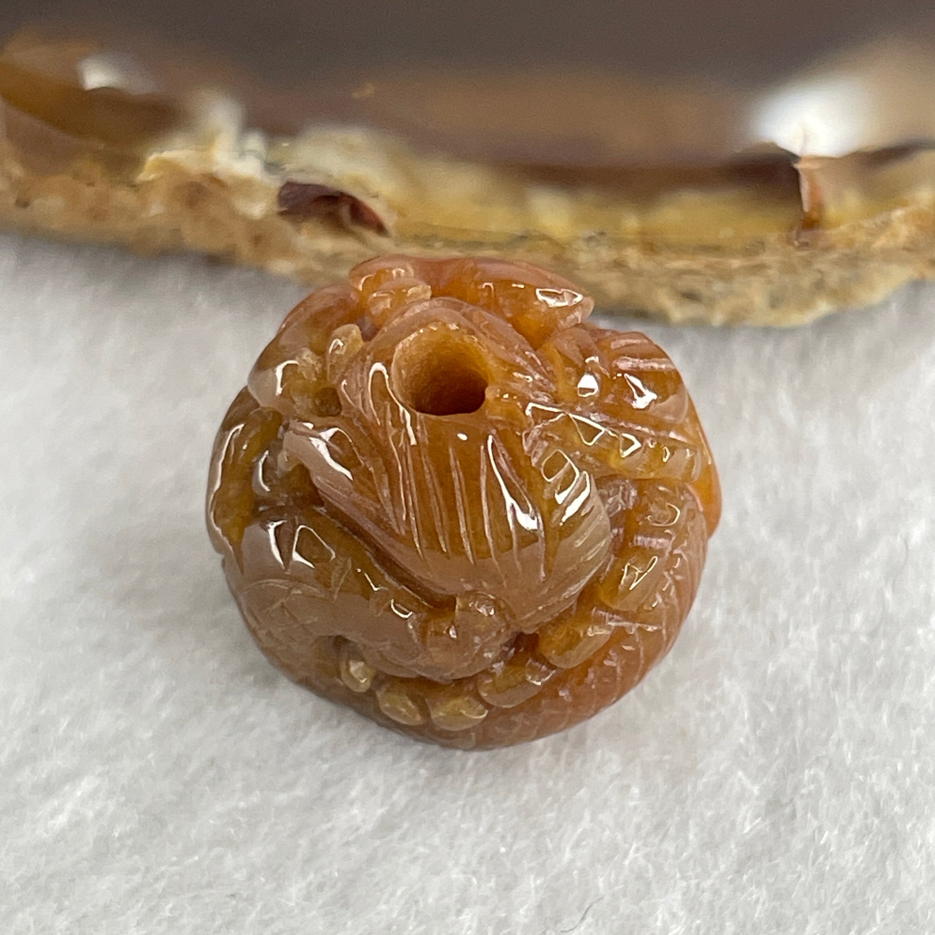 Certified Natural Type A Reddish Brown Jadeite Dragon Charm 7.59g 18.2 by 17.9 by 15.2mm - Huangs Jadeite and Jewelry Pte Ltd