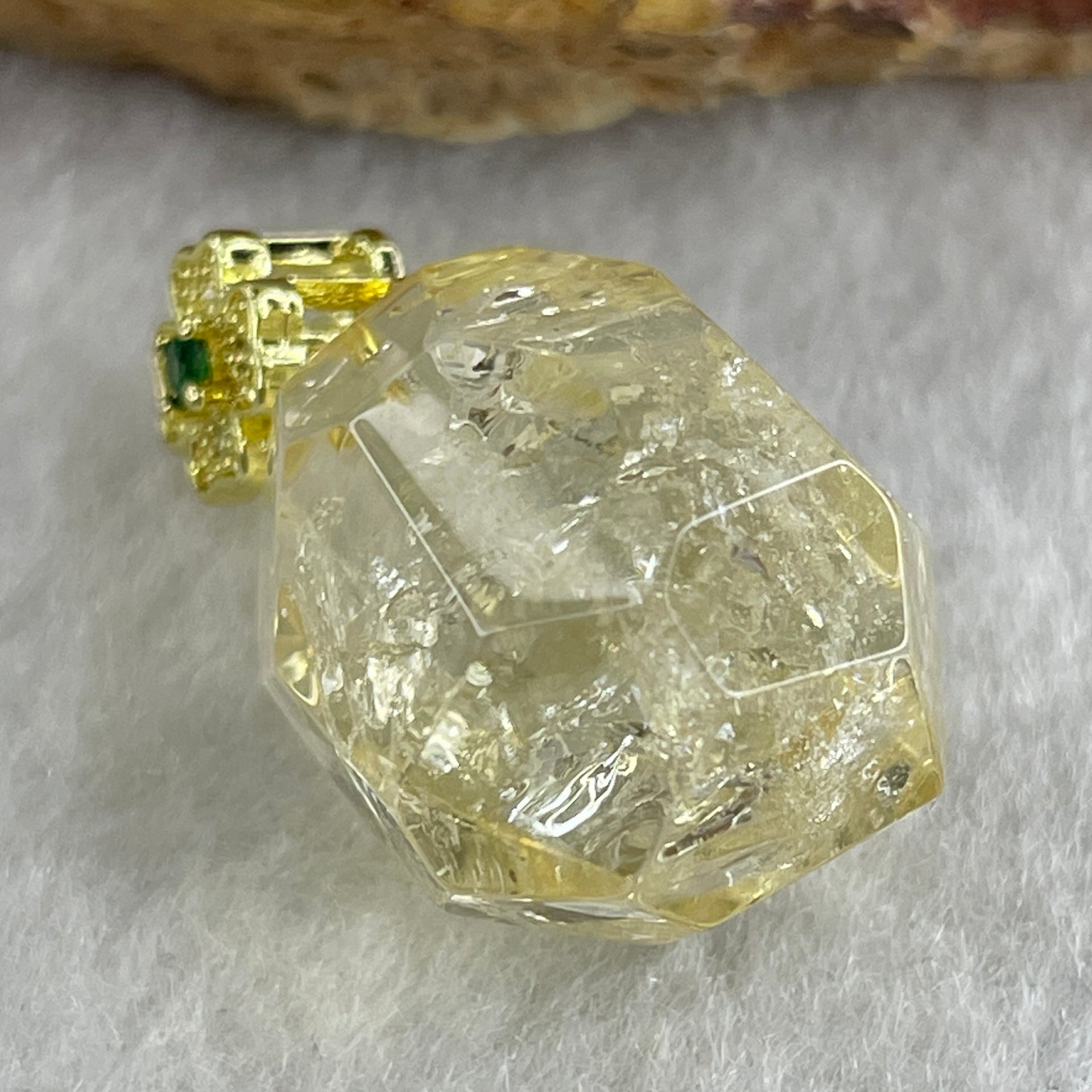Natural Citrine Pebble Pendant in Gold Plated 7.47g 17.5 by 15.4 by 14.6mm - Huangs Jadeite and Jewelry Pte Ltd