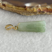 Type A Faint Green with Green Patches Jadeite Wu Shi Pai Pendant 2.46g 19.9 by 8.9 by 5.5mm - Huangs Jadeite and Jewelry Pte Ltd