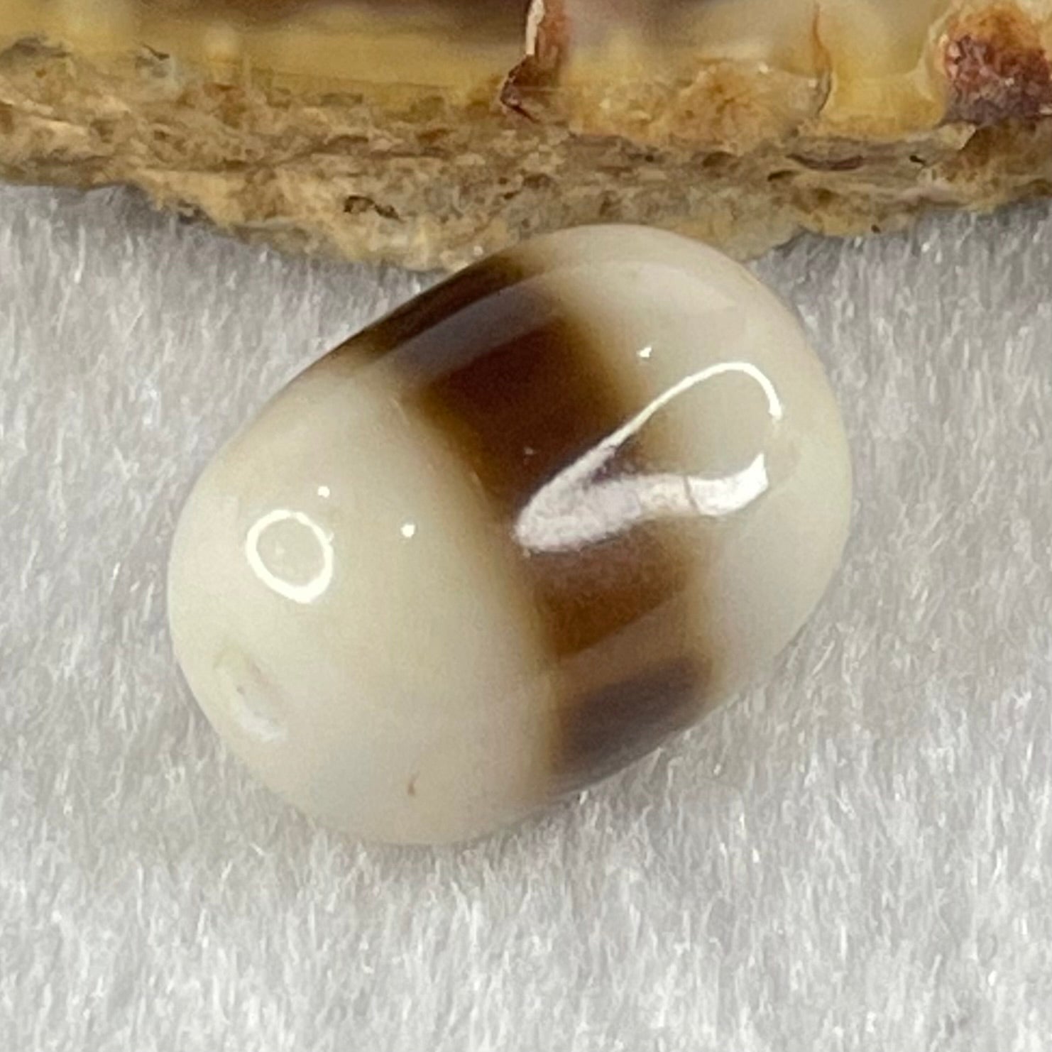 Natural Powerful Tibetan Old Oily Agate 1 Line Dzi Bead Heavenly Master (Tian Zhu) 2.42g 13.9 by 10.5mm - Huangs Jadeite and Jewelry Pte Ltd