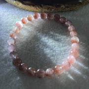Natural Pinky Rabbit Hair Rutilated Quartz Beads Bracelet 13.81g 16.5cm 7.3mm 27 Beads - Huangs Jadeite and Jewelry Pte Ltd