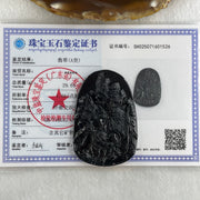Type A Opaque to Partial Translucent Black Omphacite Jadeite Fu Lu Shou Pendant 29.69g 59.6 by 40.3 by 7.6mm - Huangs Jadeite and Jewelry Pte Ltd
