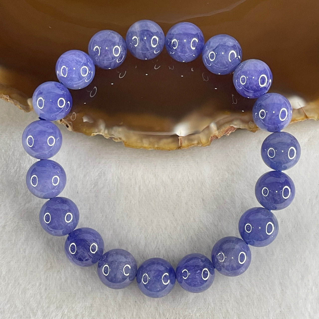 Good Grade Natural Blue Tanzanite Beads Bracelet 39.68g 16.5cm 10.8mm 19 Beads - Huangs Jadeite and Jewelry Pte Ltd
