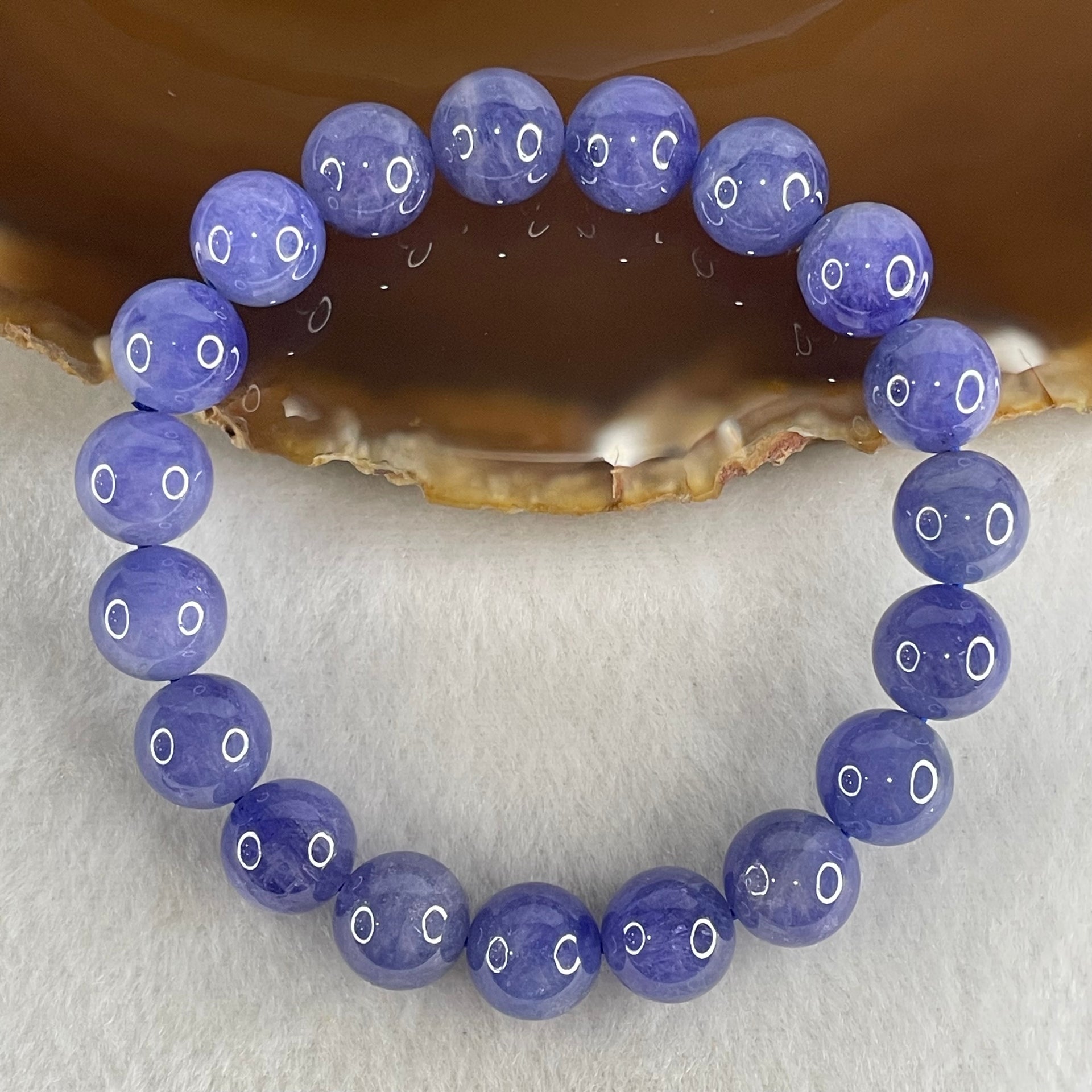 Good Grade Natural Blue Tanzanite Beads Bracelet 39.68g 16.5cm 10.8mm 19 Beads - Huangs Jadeite and Jewelry Pte Ltd