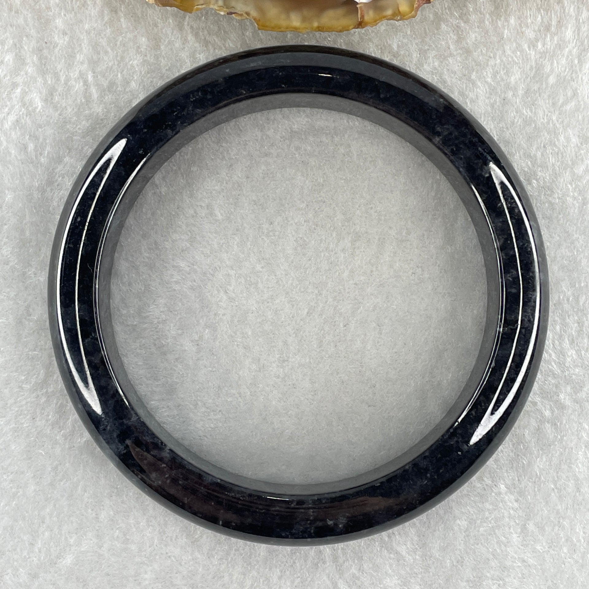 Type A Opaque Wuji Black Jadeite Bangle 60.74g  Internal Diameter 57.6mm 12.8 by 8.7mm - Huangs Jadeite and Jewelry Pte Ltd
