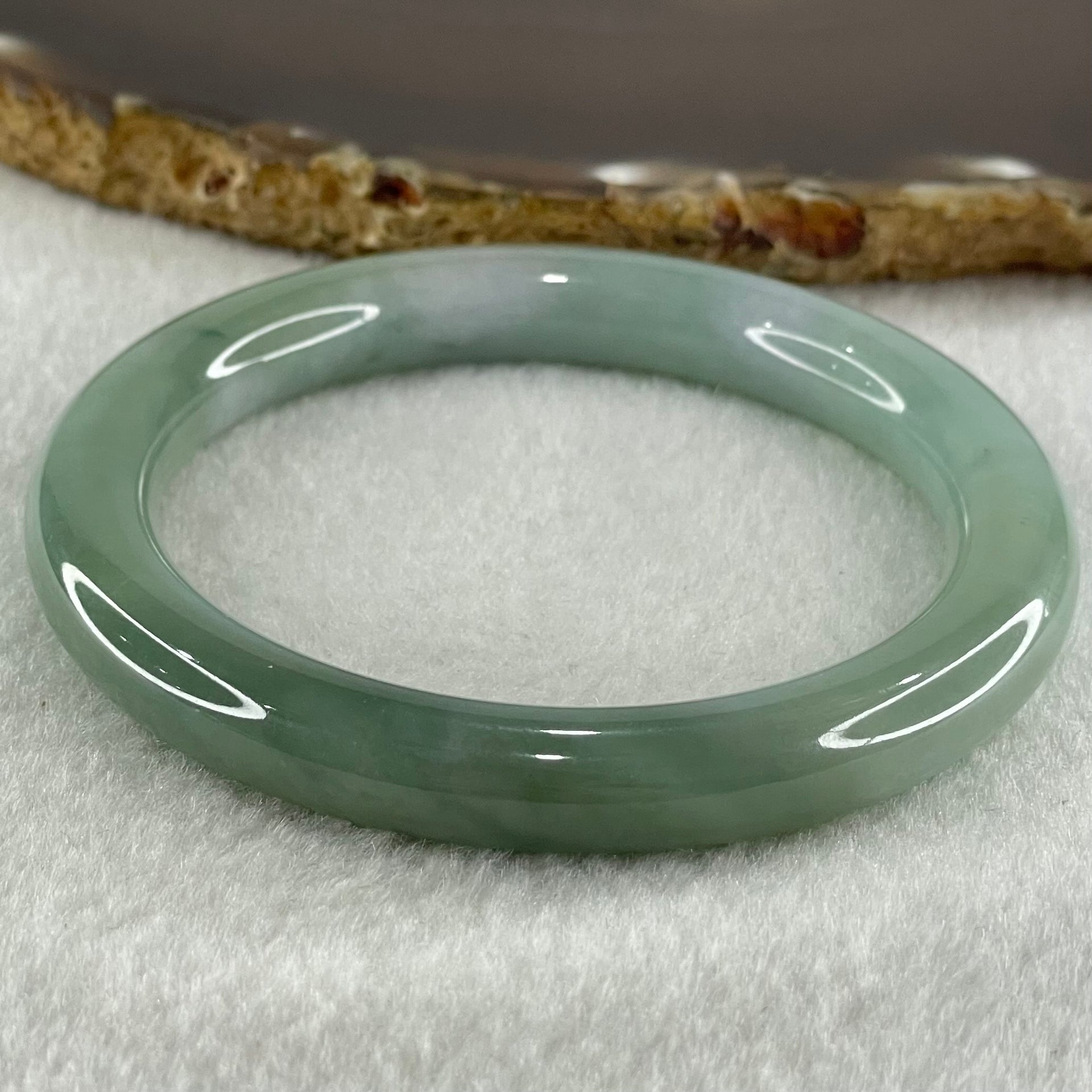 Type A Blueish Green Jadeite Bangle 44.77g Internal Diameter 55.5mm 8.9 by 9.5mm (Close to Perfect) - Huangs Jadeite and Jewelry Pte Ltd