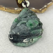 Rare Type A Wuji Grey with Spicy Green Jadeite Qilin Kirin with Phoenix, Ruyi and Treasure 95.01g 77.5 by 49.0 by 14.5 mm - Huangs Jadeite and Jewelry Pte Ltd