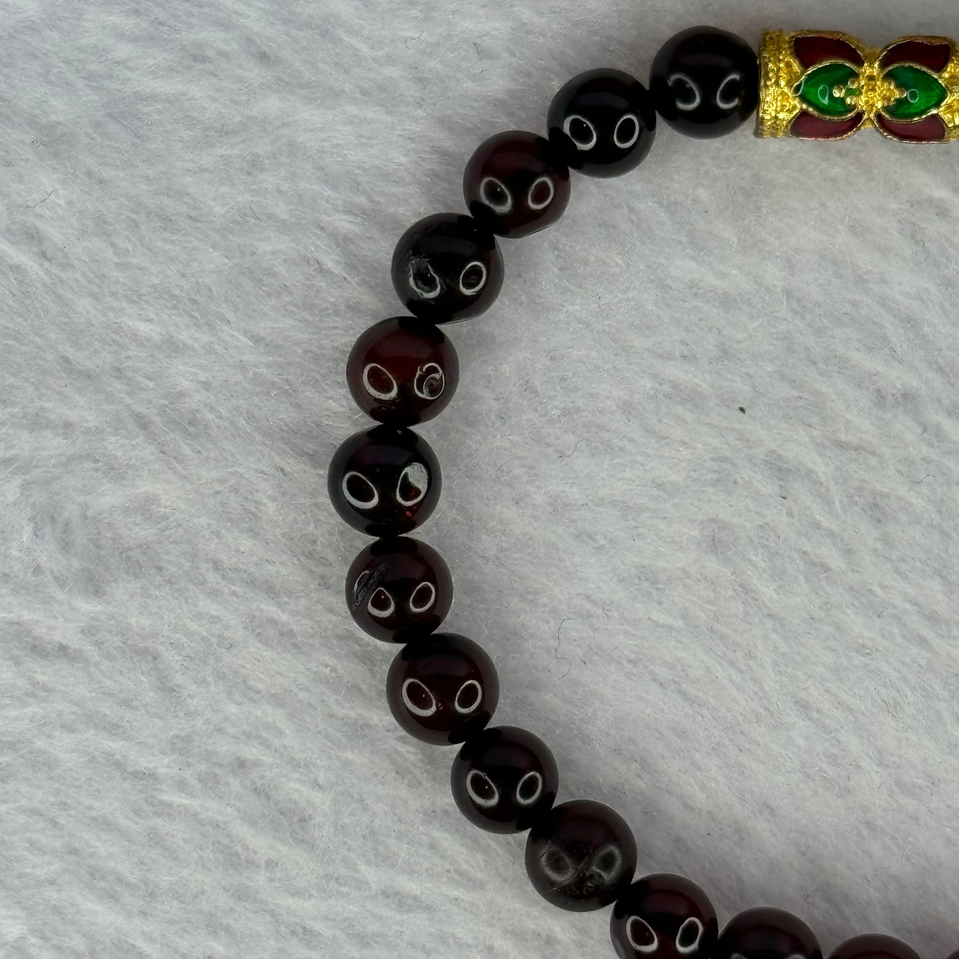 Natural Dark Red Blood Amber Beads Bracelet 天然血珀手链 5.68g 16cm 6.3mm 28 Beads - Huangs Jadeite and Jewelry Pte Ltd