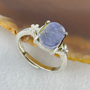 Rare Above Average Natural Blue Dumortierite Rutilated Quartz in S925 Sliver Ring (Adjustable Size) 3.28g 10.9 by 7.4 by 3.5mm - Huangs Jadeite and Jewelry Pte Ltd