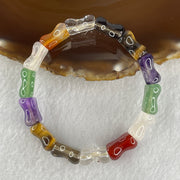 Natural Multi Treasures Mixed Quartz Bamboo Shaped Beads Feng Shui Bracelet 11.19g 16cm 9.4mm 14 Beads - Huangs Jadeite and Jewelry Pte Ltd