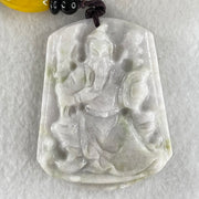 Type A Faint Lavender Green Jadeite Guan Gong Pendant 44.09g 54.8 by 43.4 by 9.8mm (Slight Rough on Bottom) - Huangs Jadeite and Jewelry Pte Ltd
