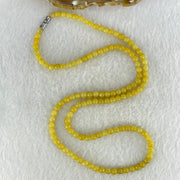 Type A Yellow Jadeite Beads Necklace 26.45g 60cm 5.2mm 124 Beads (Burned) - Huangs Jadeite and Jewelry Pte Ltd