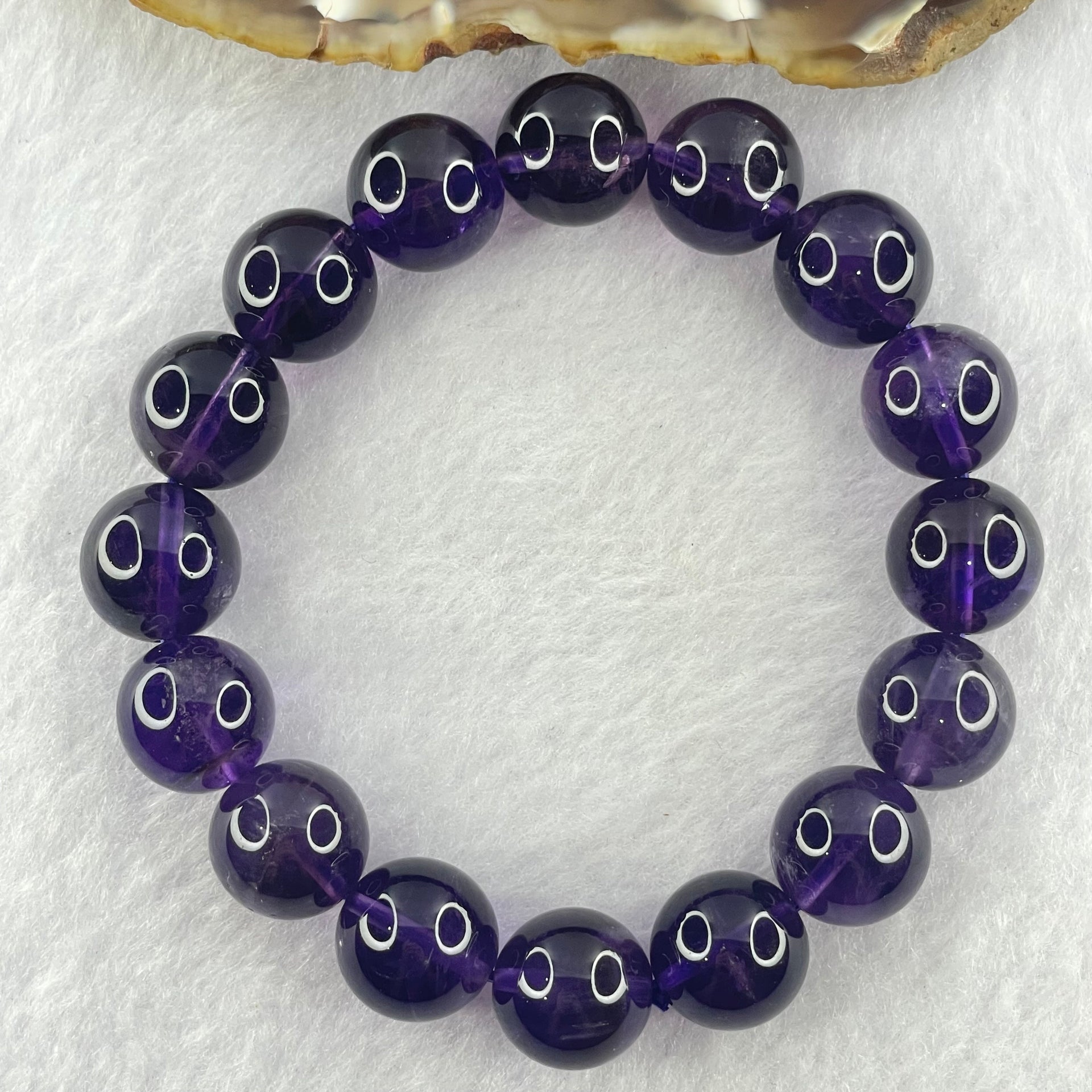 Good Grade Natural Amethyst Bracelet 50.30g 18cm 13.2mm 16 Beads - Huangs Jadeite and Jewelry Pte Ltd