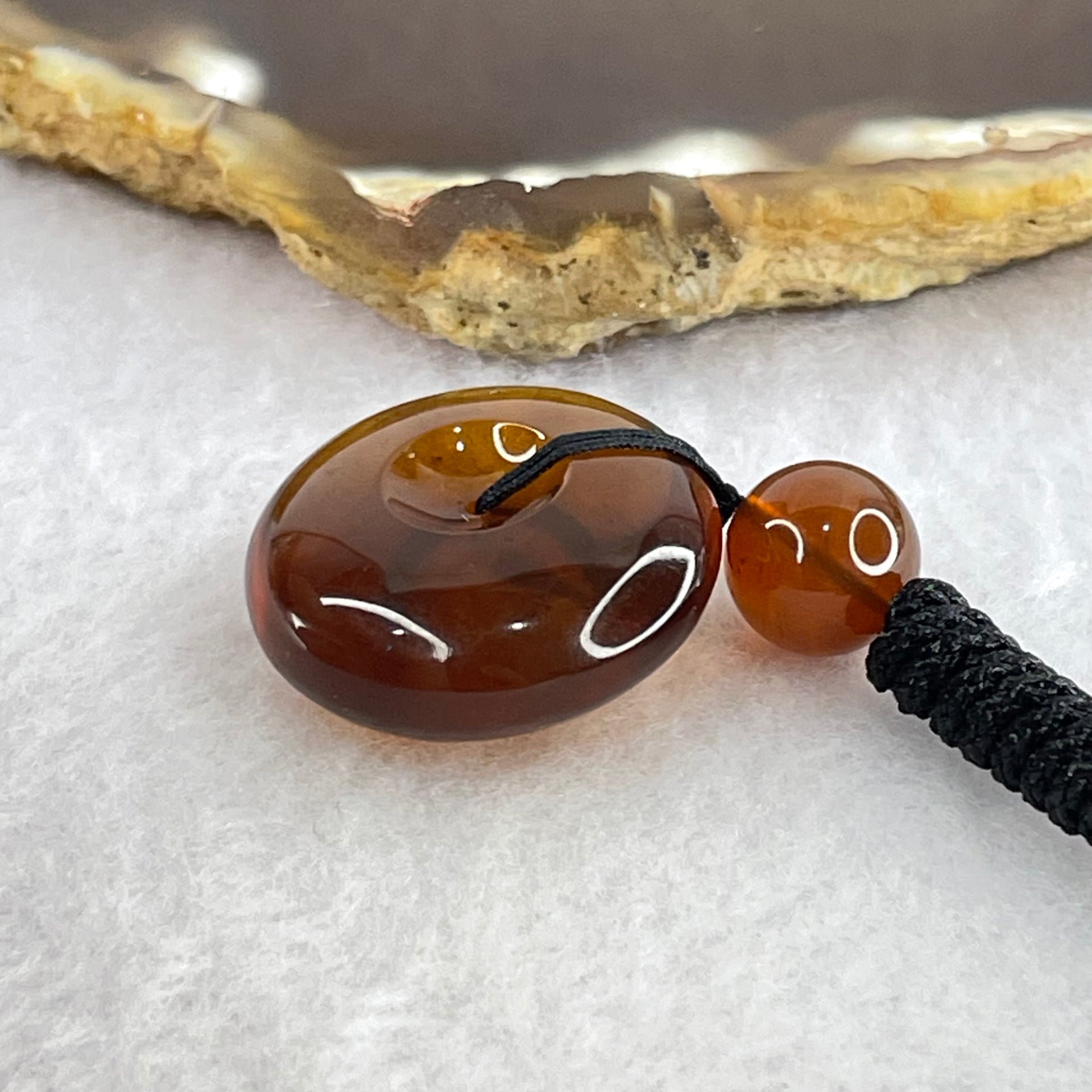 Natural Cognac Amber Ping An Kou Donut Pendant 3.92g 22.1 by 9.6mm 9.2mm 1 Beads - Huangs Jadeite and Jewelry Pte Ltd