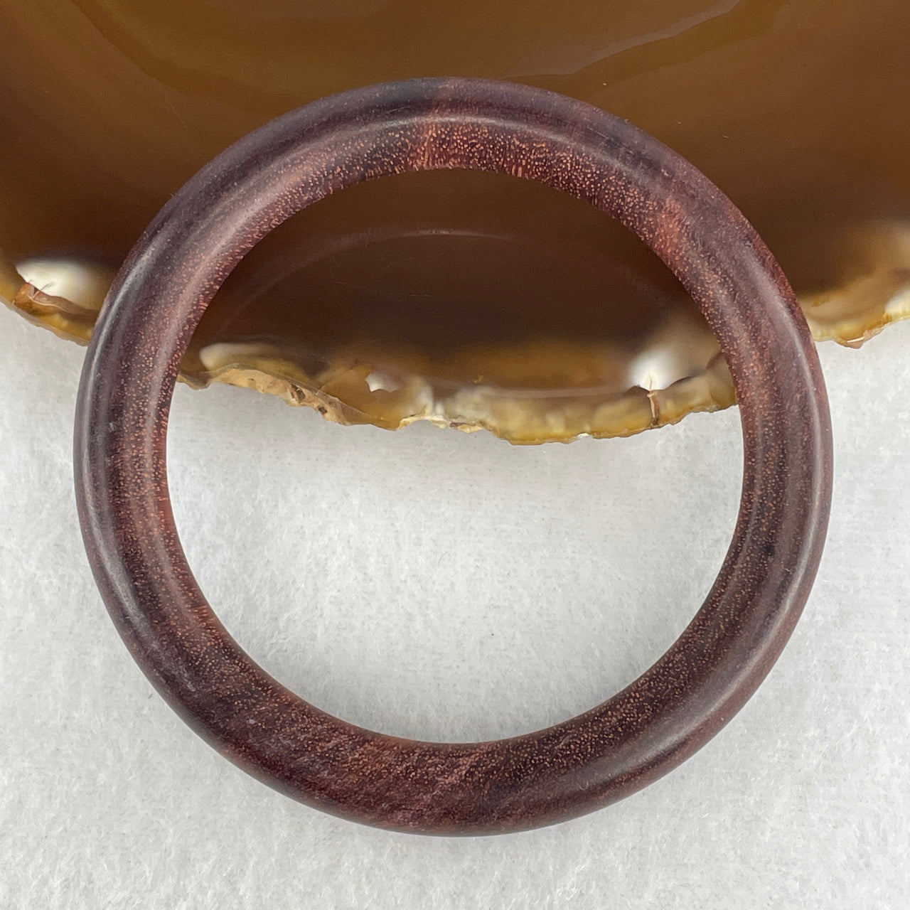 Natural Blood Red Rosewood Full Round Bangle | Hand-Polished Crimson Timber Yuan Bao Wood Bangle (9.63g | Inner Diameter 54.2mm | 8.5 x 8.5mm)