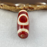 Natural Powerful Tibetan Old Oily Red White Agate One Eye Fire Sign Dzi Bead Heavenly Master (Tian Zhu) 一眼火天珠 10.21g 37.8 by 13.2mm - Huangs Jadeite and Jewelry Pte Ltd