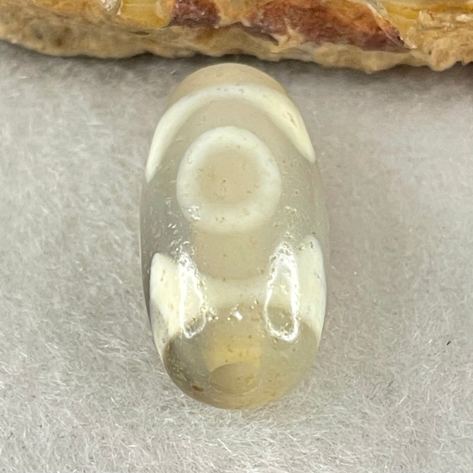Natural Powerful Tibetan Old Oily Agate 3 Eyes Dzi Bead Heavenly Master (Tian Zhu) 三眼天诛 2.80g 19.5 by 10.0mm - Huangs Jadeite and Jewelry Pte Ltd