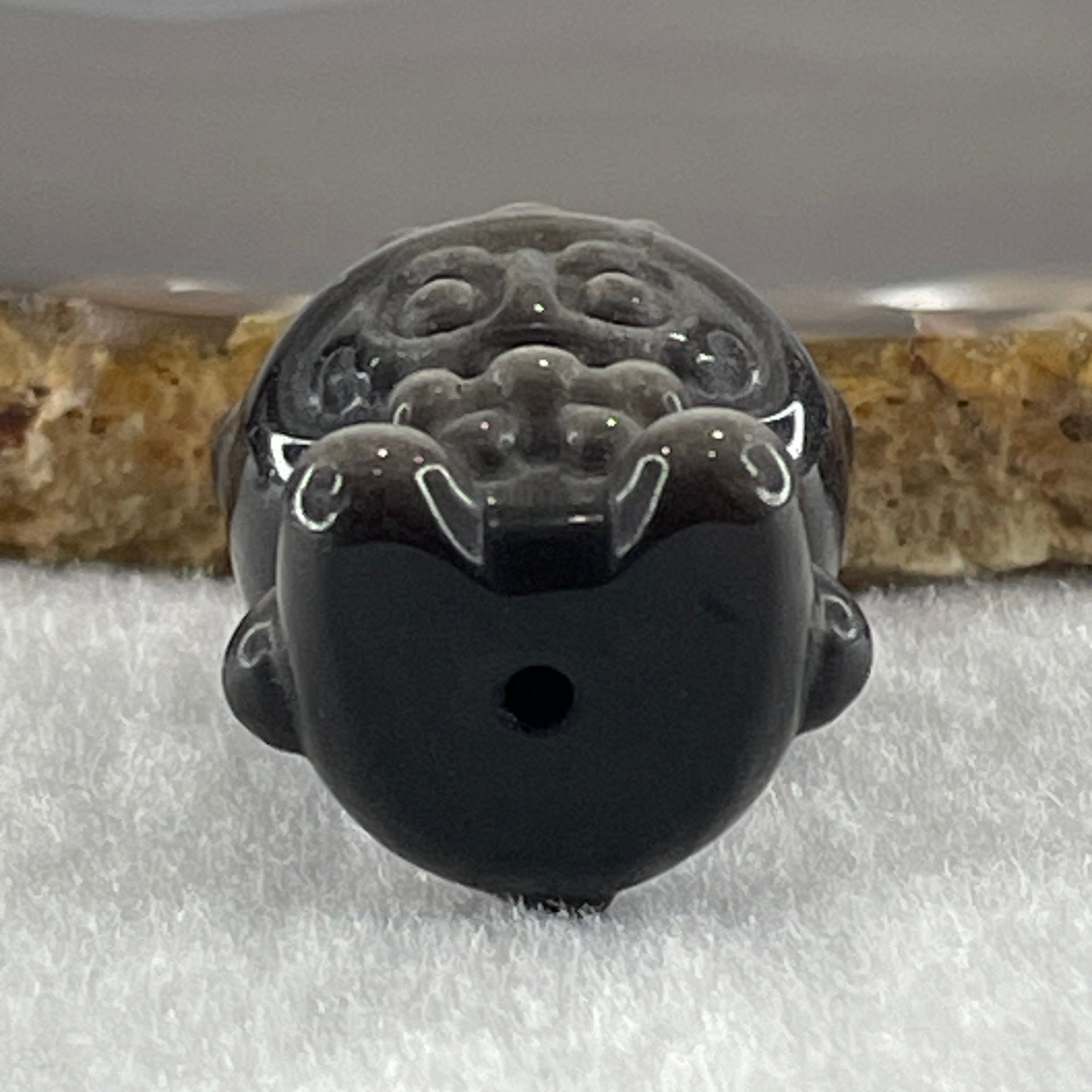 Black Obsidian Labubu Charm Display 15.14g 28.5 by 22.2 by 19.4mm - Huangs Jadeite and Jewelry Pte Ltd