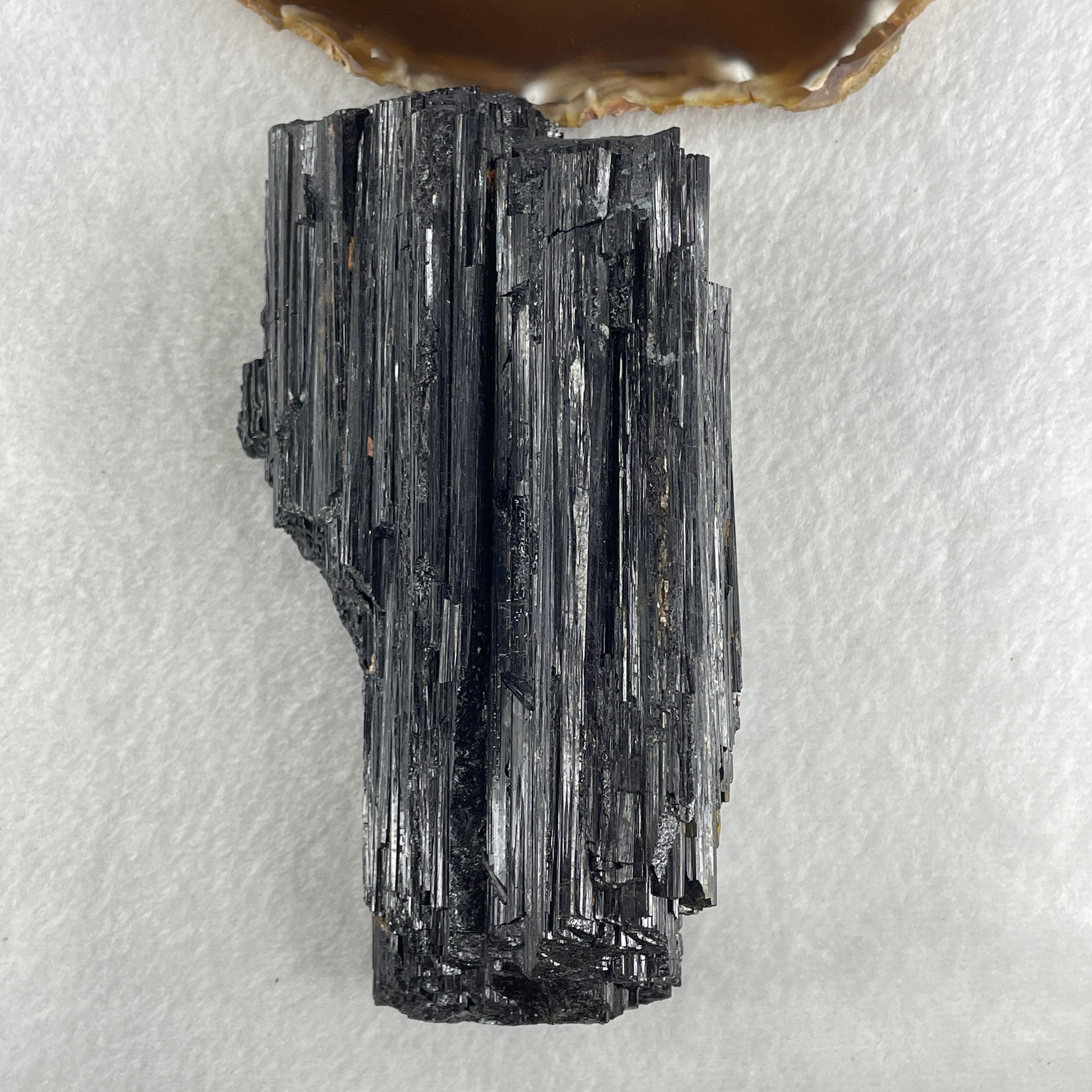 Natural Black Tourmaline Display with Wooden Stand 849.37g 94.6 by 74.8 by 135.0mm - Huangs Jadeite and Jewelry Pte Ltd