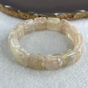 Natural Pinkish Flower Agate Shou Pai Bracelet 38.03g 16.5cm 14.2mm 14 Pcs - Huangs Jadeite and Jewelry Pte Ltd