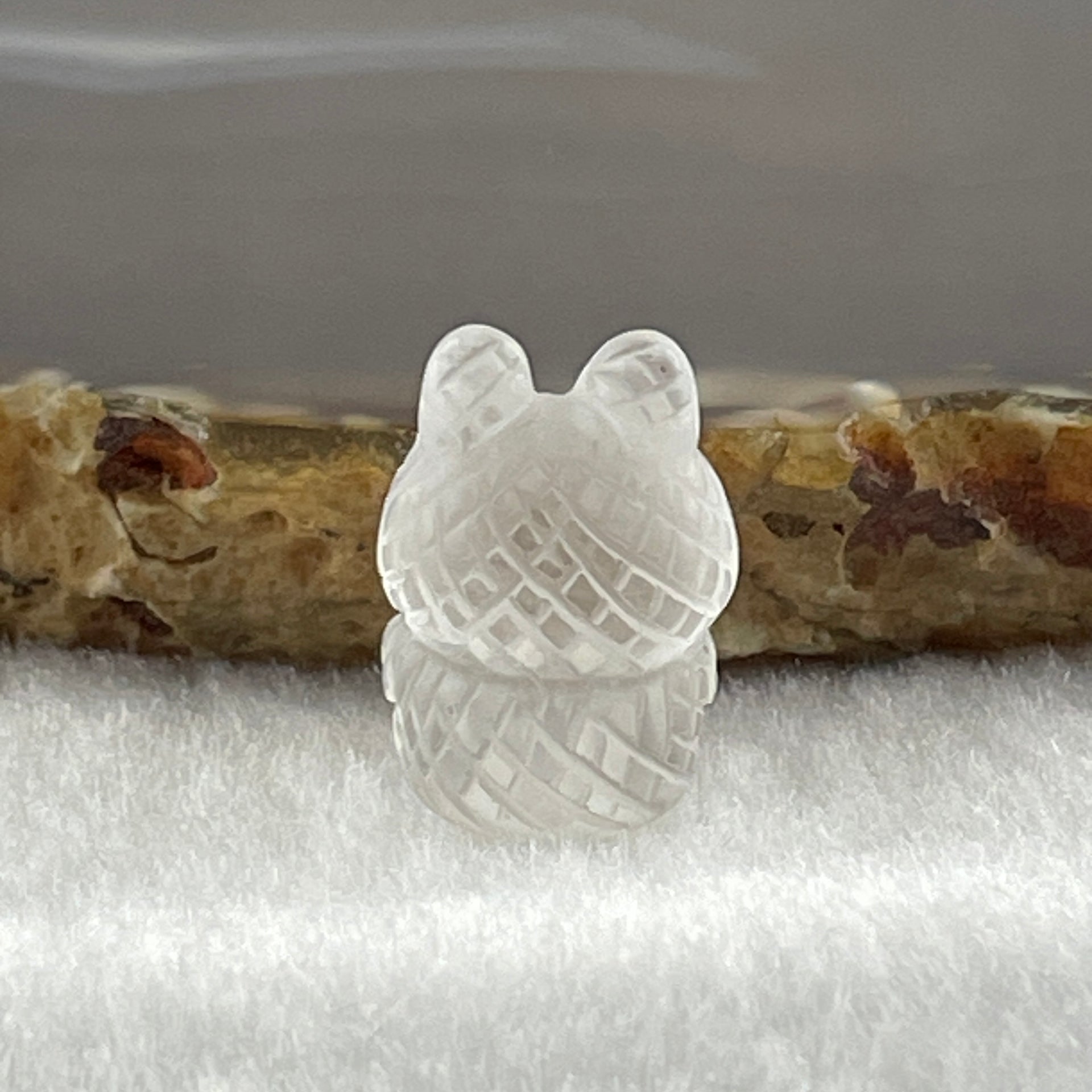 Natural Matt Clear Quartz Labubu Charm Display 3.33g 19.7 by 12.1 by 10.3mm - Huangs Jadeite and Jewelry Pte Ltd