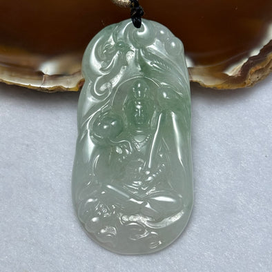 Type A Lavender and Green Jadeite Guan Yin Pendent 19.93g 57.0 by 29.0 by 5.5mm