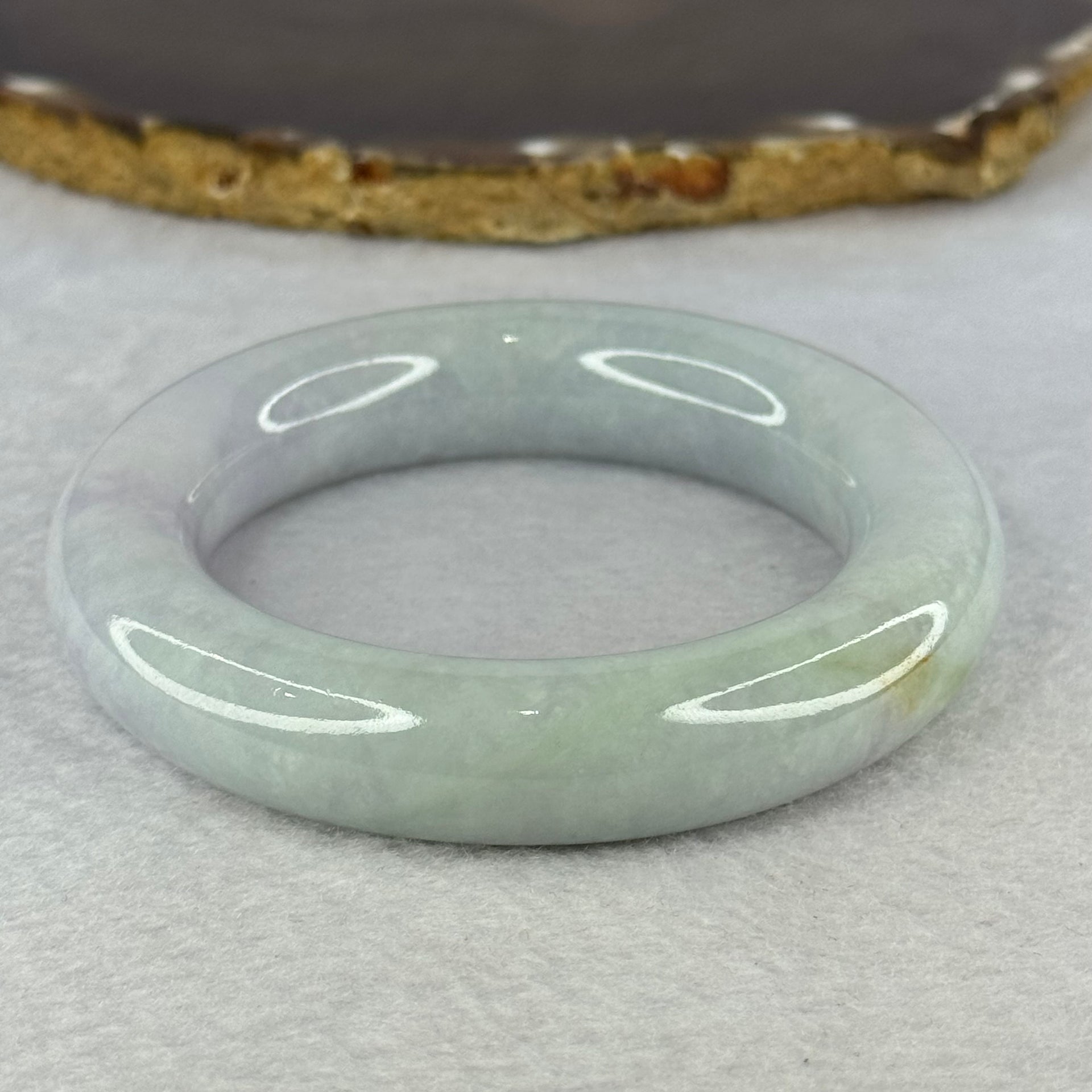 Type A Lavender Green Jadeite Bangle Internal Diameter 54.2mm 109.81g 14.8 by 74.4mm (Very Fine Internal Line) - Huangs Jadeite and Jewelry Pte Ltd