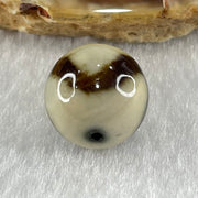 Natural Powerful Tibetan Old Oily Yellowish White with Black Agate Tiger Tooth Daluo Dzi Bead Heavenly Master (Tian Zhu) 虎呀天诛 3.42g 13.7mm - Huangs Jadeite and Jewelry Pte Ltd