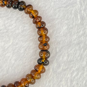 Natural Dark Brownish Yellow Medicine Amber Beads Bracelet 天然抚顺药珀手链 4.39g 15.5cm 6.8mm 44 Beads - Huangs Jadeite and Jewelry Pte Ltd