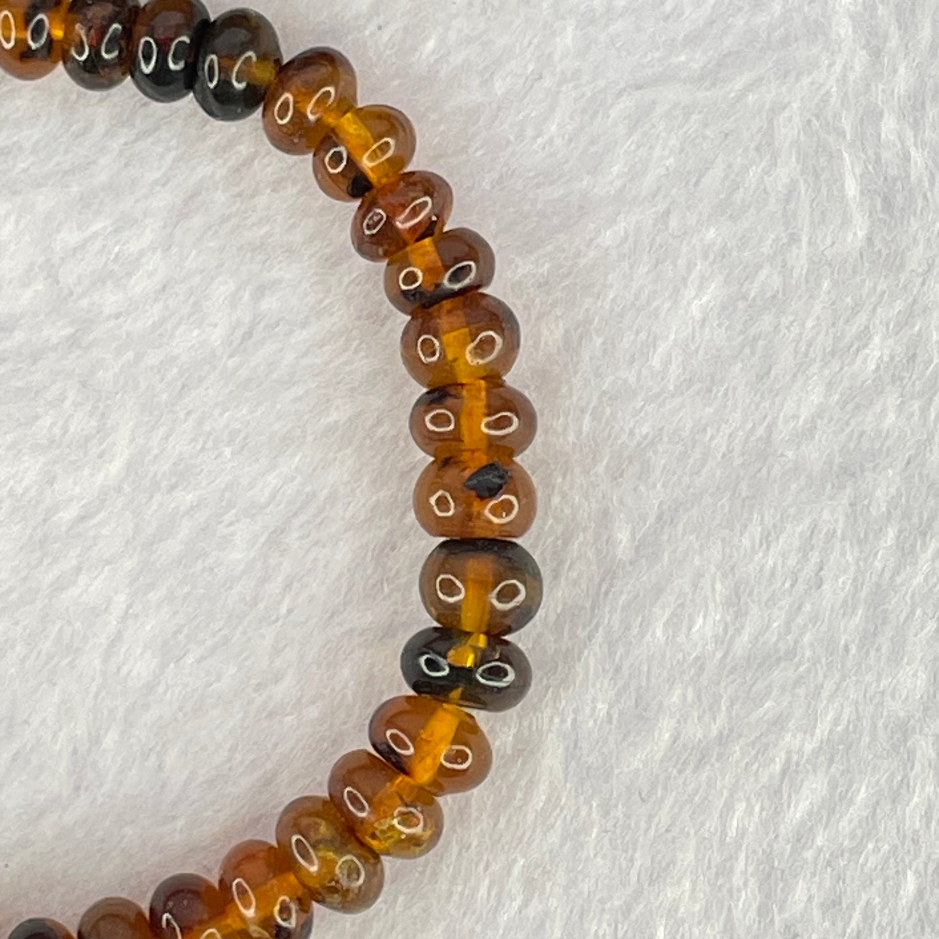 Natural Dark Brownish Yellow Medicine Amber Beads Bracelet 天然抚顺药珀手链 4.39g 15.5cm 6.8mm 44 Beads - Huangs Jadeite and Jewelry Pte Ltd