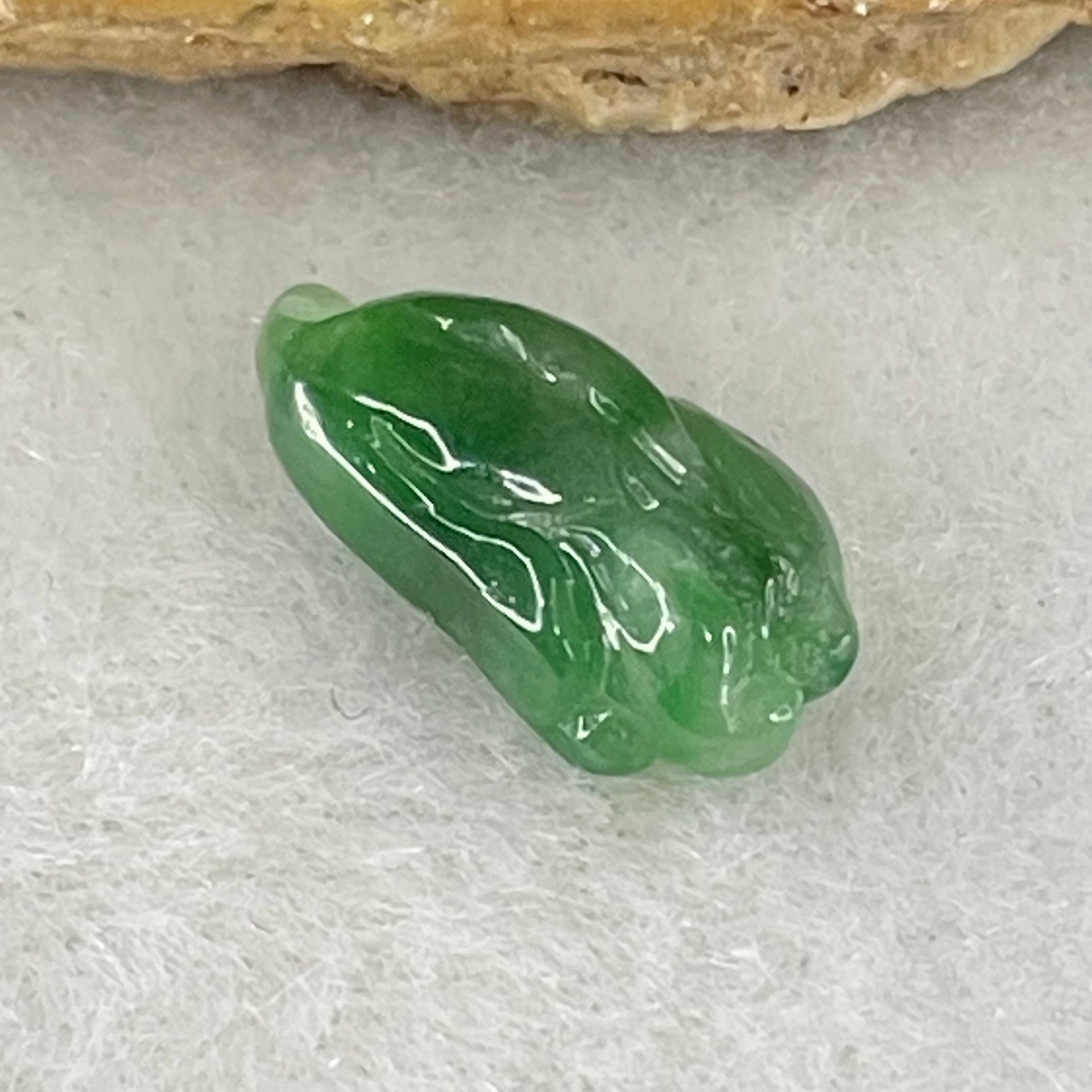 Type A Old Mine Spicy Green Jadeite Cabbage Charm Stone For Setting 0.63g 14.1 by 6.9 by 3.7mm - Huangs Jadeite and Jewelry Pte Ltd