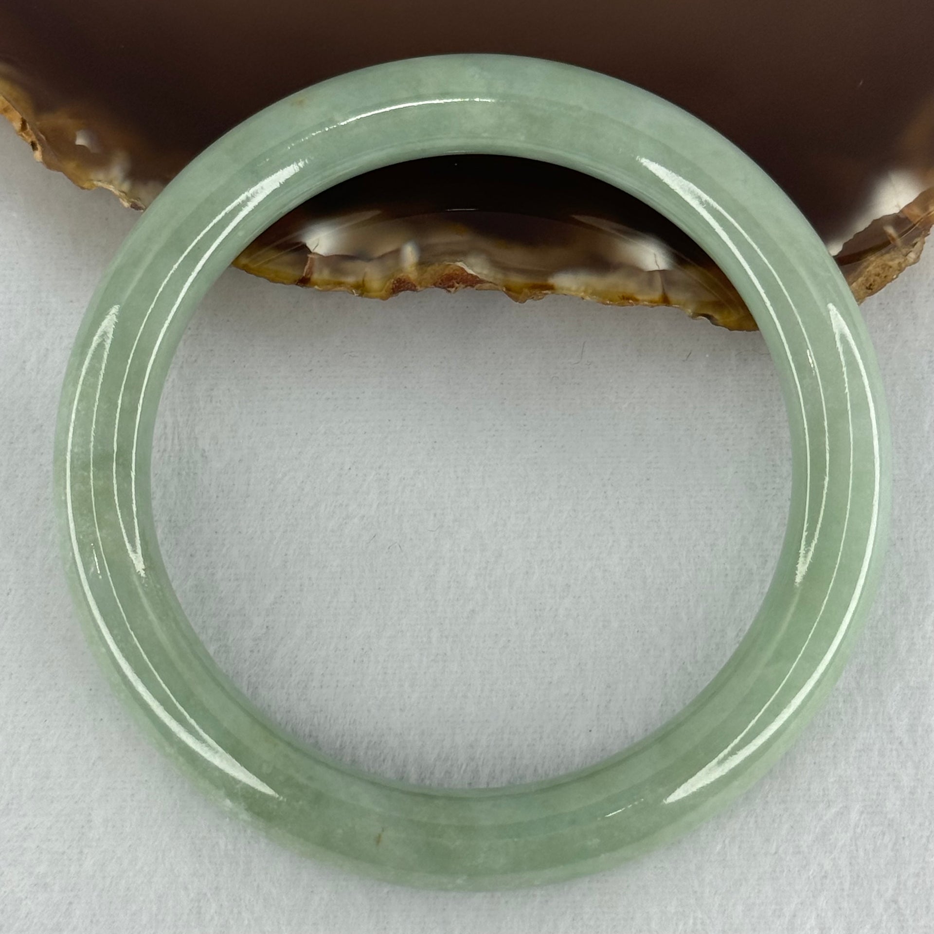 Type A Light Blueish Green Jadeite Bangle Internal Diameter 61.9mm 56.19g  9.6 by 9.9mm (Slight Internal Line) - Huangs Jadeite and Jewelry Pte Ltd