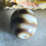 Natural Powerful Tibetan Old Oily Agate Water Wave Daluo Amulet (Tian Zhu) Dzi Bead 2.74g 13.6 by 12.0mm - Huangs Jadeite and Jewelry Pte Ltd