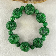Antique Natural Type A Old mine Spicy Green Jadeite Dragon and Bat Bracelet 46.77g 14.8 by 13.9 by 15.6mm 12cm - Huangs Jadeite and Jewelry Pte Ltd