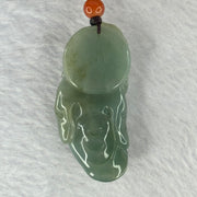 Type A Blueish Green Jadeite Shou Xing Gong Pendant for Longevity and Good Health 蓝水翡翠寿星公牌20.73g 45.3 by 21.7 13.3mm - Huangs Jadeite and Jewelry Pte Ltd