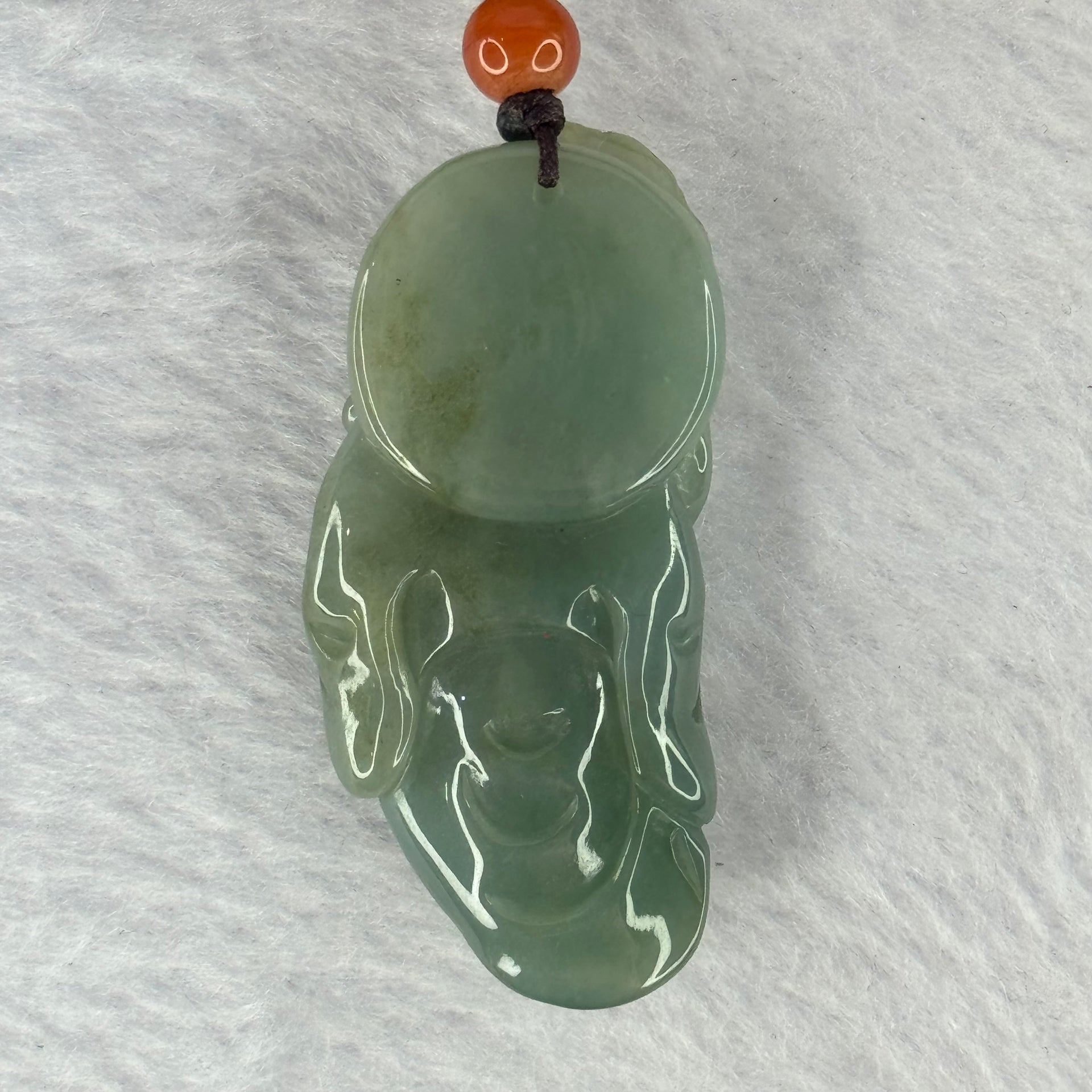 Type A Blueish Green Jadeite Shou Xing Gong Pendant for Longevity and Good Health 蓝水翡翠寿星公牌20.73g 45.3 by 21.7 13.3mm - Huangs Jadeite and Jewelry Pte Ltd