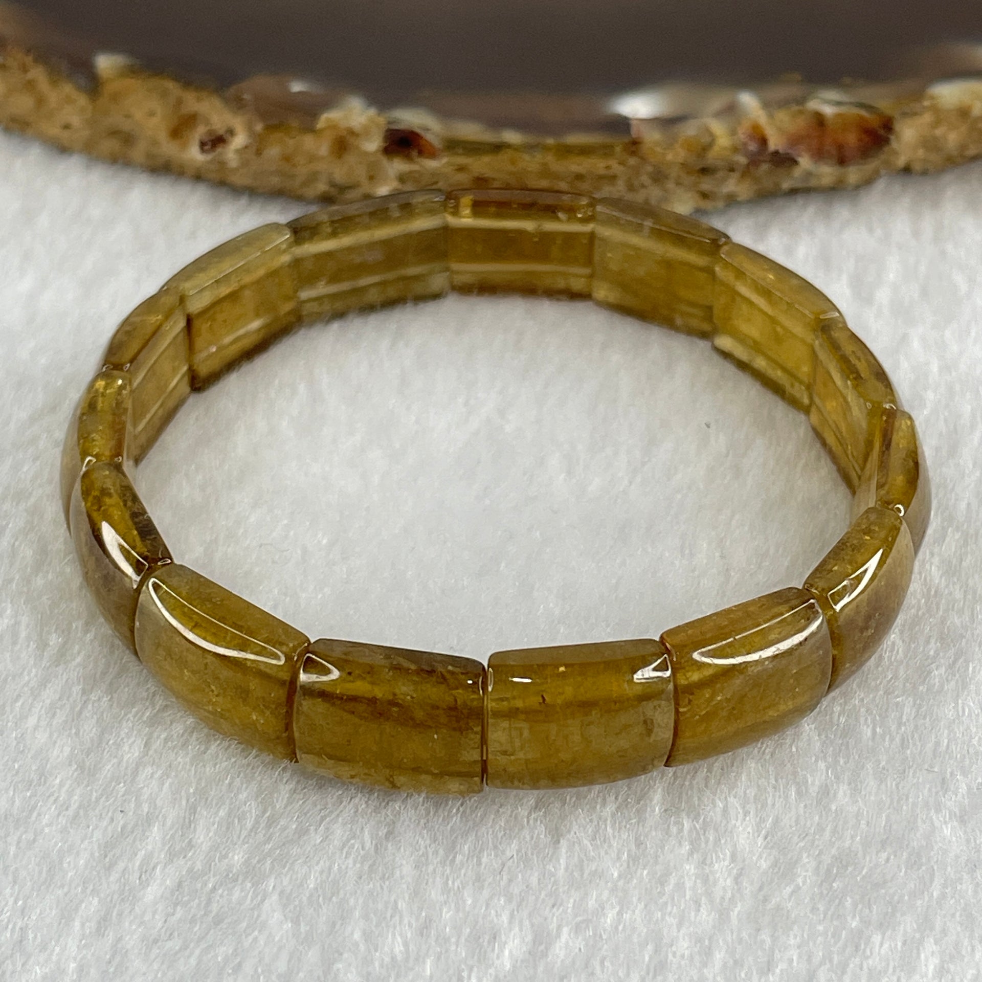 Natural Yellow Tourmaline Crystal Barrel Bracelet 15.90g 15cm 9.2 by 12.4 by 4.8mm 15Beads - Huangs Jadeite and Jewelry Pte Ltd