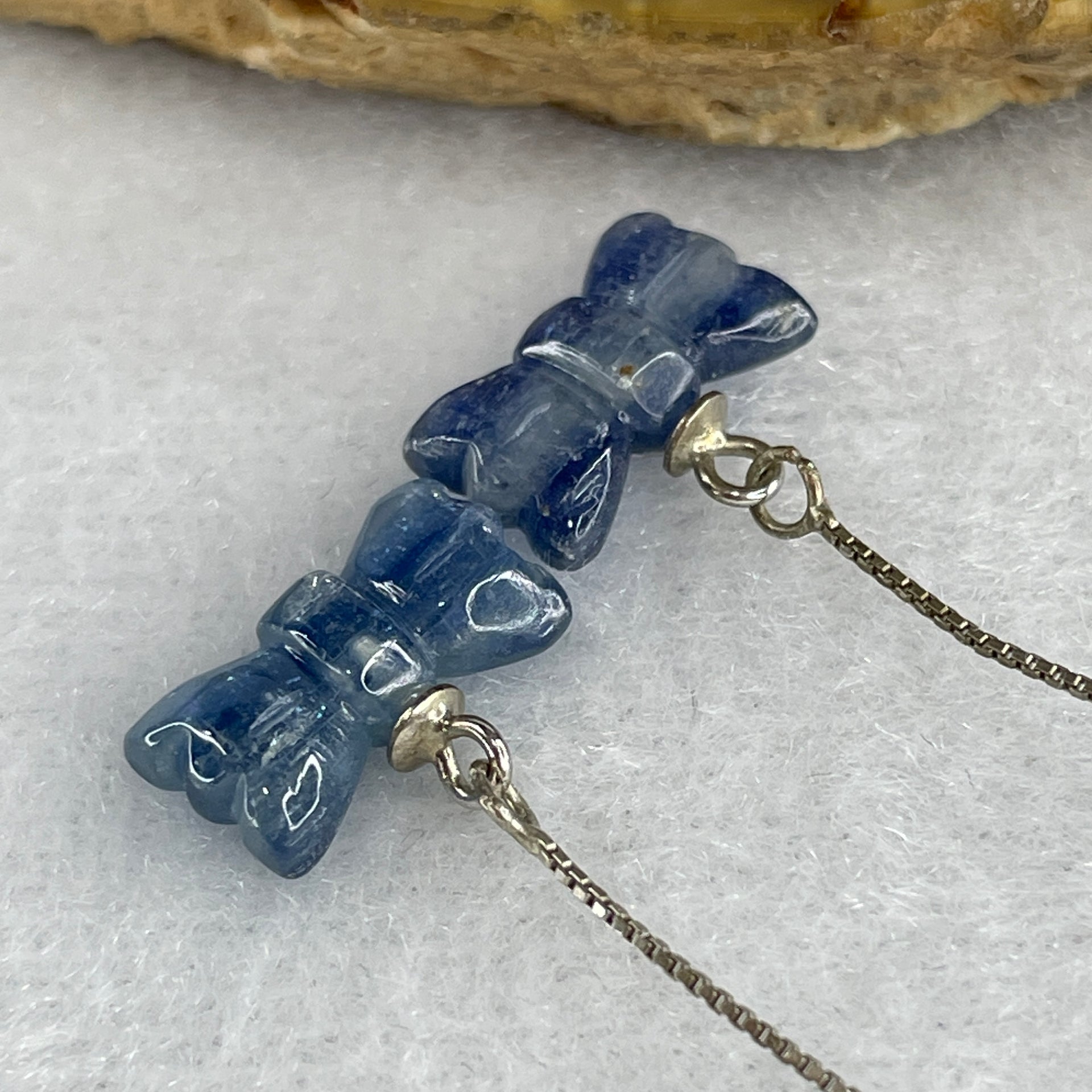 Good Grade Natural Blue Kyanite Candy Shape in S925 Sliver Earring 2.05g 12.9 by 7.0 by 3.8mm - Huangs Jadeite and Jewelry Pte Ltd