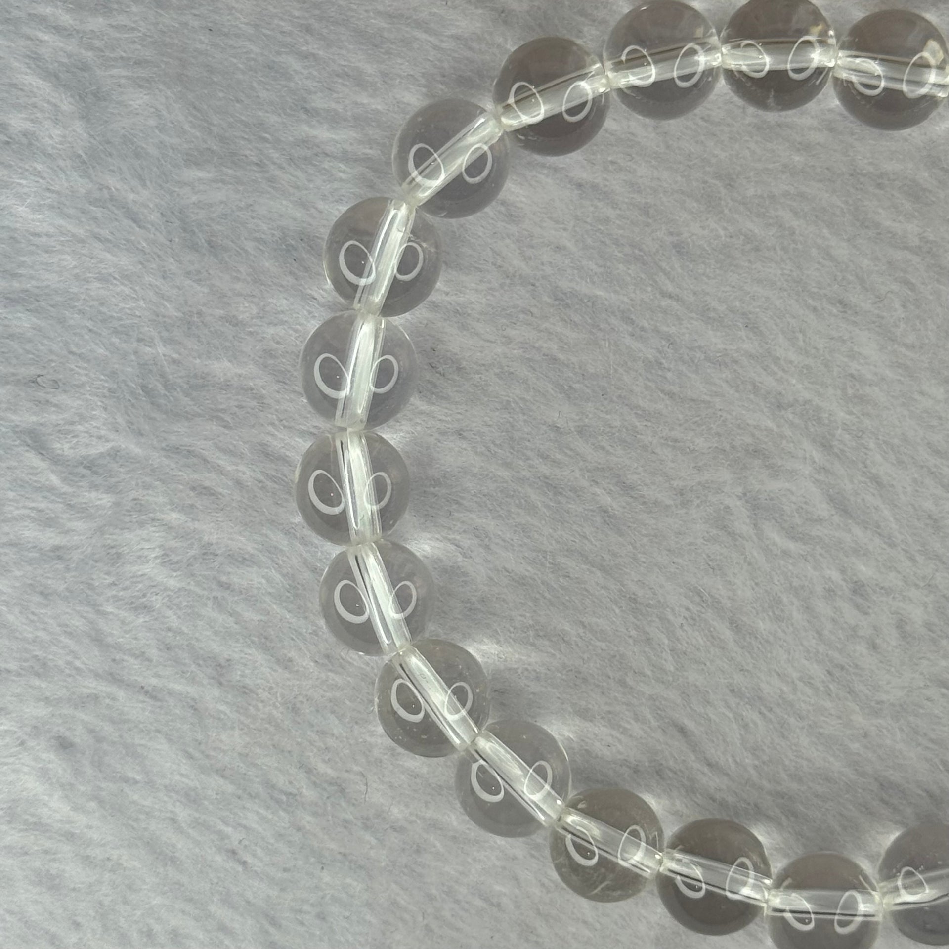 Natural Clear Quartz Bracelet 天然白水晶手链 18.71g 16.5cm 8.4mm 24 Beads - Huangs Jadeite and Jewelry Pte Ltd