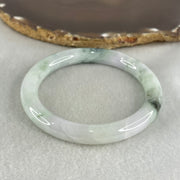 Type A Light Green with Green piao Hua Floral Jadeite Bangle 45.49g Inner Diameter 56.9mm 9.6 by 9.3mm (Internal Lines) - Huangs Jadeite and Jewelry Pte Ltd
