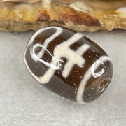 Natural Powerful Tibetan Old Oily Agate Double Nectar Vessel Dzi Bead Heavenly Master (Tian Zhu) 花蜜容器眼天珠 5.57g 17.6 by 12.8mm - Huangs Jadeite and Jewelry Pte Ltd