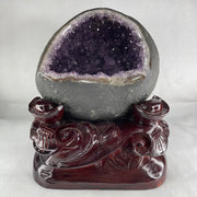 Natural Amethyst Cave with Wooden Stand 5,040.4g 200.0 by 170.0 by 225.0mm - Huangs Jadeite and Jewelry Pte Ltd