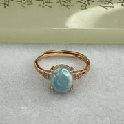 Natural Larimar in S925 Silver Rose Gold Color Ring (Adjustable Size) 2.29g 10.0 by 7.9 by 5.5mm - Huangs Jadeite and Jewelry Pte Ltd